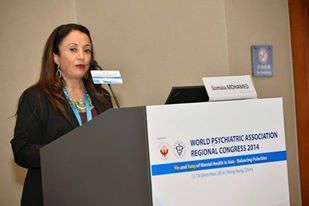 Psychiatrist doing public speaking event